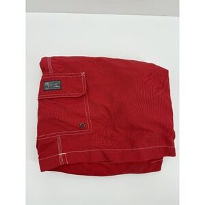 Polo Ralph Lauren VTG Men's Red Kailua Swim Trunks Board Cargo Shorts, Sz Large